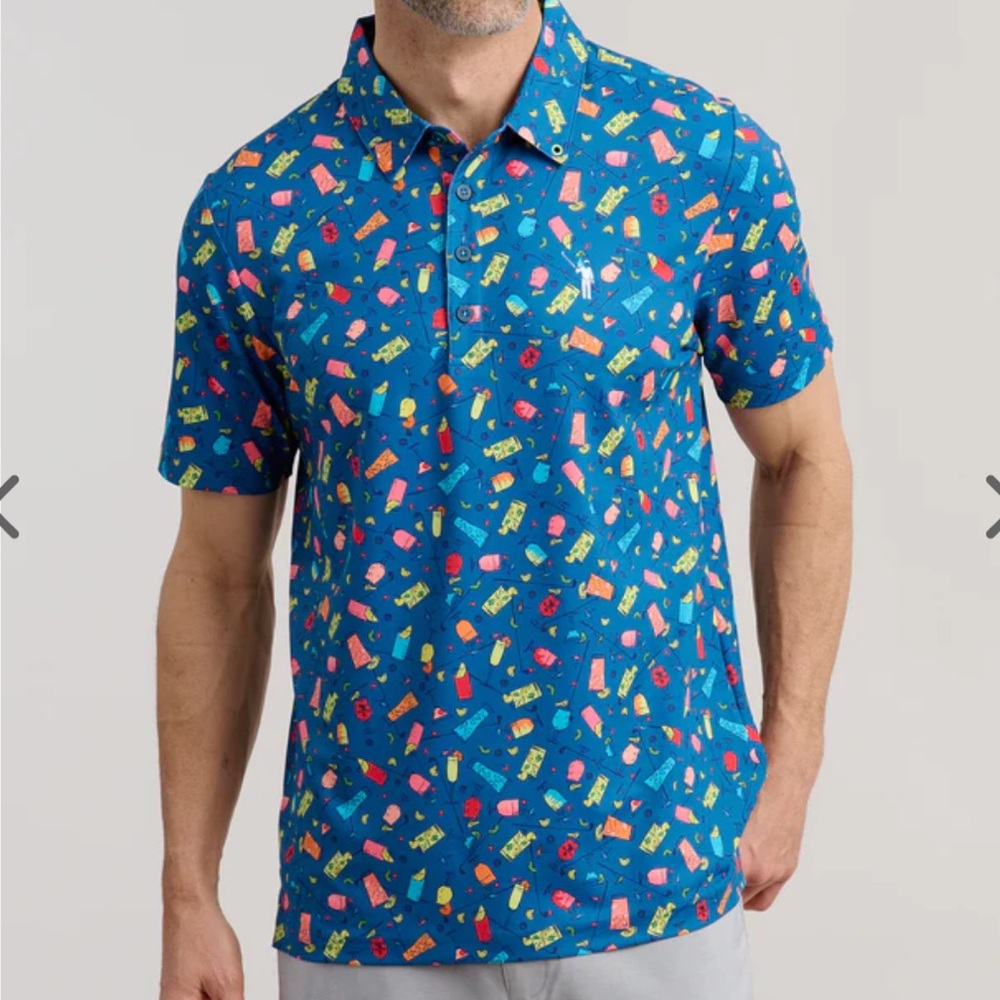 William Murray Golf All Inclusive Blue Cocktail Polo Shirt Men’s X-Large
